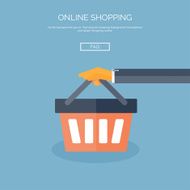 Vector illustration Flat background with hand and shopping bag Internet N2