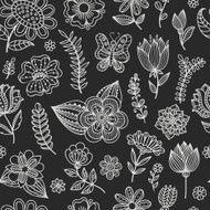 Seamless pattern with chalk flowers N2