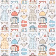 Travel seamless pattern Women&#039;s things for traveling