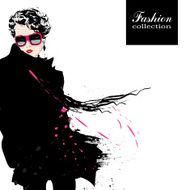 Fashion girl in sketch-style N165