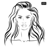 Beautiful woman face hand drawn vector illustration N12