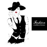 Fashion girl in sketch-style N167
