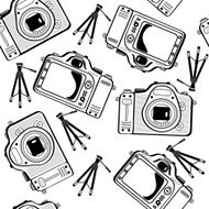film photo cameras vector seamless pattern