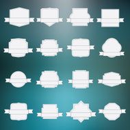 set of elegance blank grey labels with border and ribbon