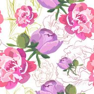 Peony ornament pattern backgrounds vector illustration N3