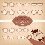 Set of stylish vector eyeglass frames for hipsters