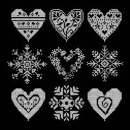 winter love seamless black heart set N2