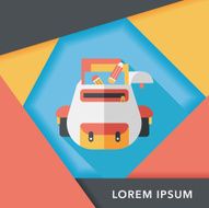Backpack flat icon with long shadow eps10 N31
