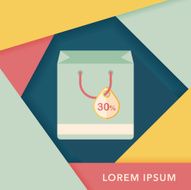 shopping paper bag flat icon with long shadow eps10 N72