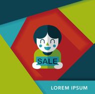 SALE Shopaholic flat icon with long shadow eps10 N90