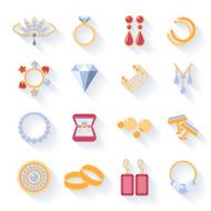 Earrings rings cufflinks and necklaces flat icons