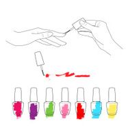 Manicure womens hands the palette of nail polish vector set