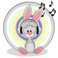 Bunny with headphones N2
