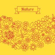 Natural pattern with beautiful flowers beetles and butterflies N3