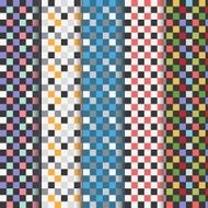 Set of abstract colorful checkered seamless patterns