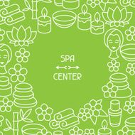 Spa and recreation background with icons in linear style