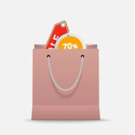 Shopping bag with label Vector concept