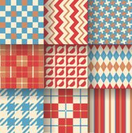 Set of seamless backgrounds with pattern striped chess checkered N11