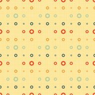 Seamless geometric pattern of abstract flowers dots on yellow ba