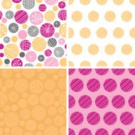 Vector abstract textured bubbles set of four marching repeating patterns