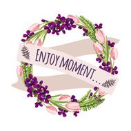 Hand-drawn vintage flower wreath N6