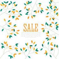 Sale poster with green and orange leaves