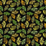 Multicolored seamless pattern of oak leaves