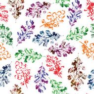 Multicolored seamless pattern of oak leaves N2