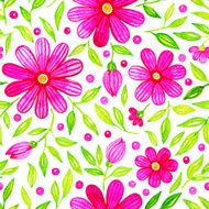 Seamless watercolor pattern with leaves and flowers