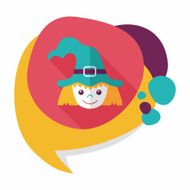 cute witch flat icon with long shadow eps10 N50