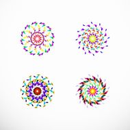 set of abstract color digital floral pattern