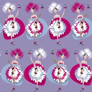 French cancan dancers Seamless background pattern