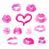 Pink lips prints kisses