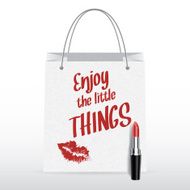 Vector shopping bag with lipstick Enjoy the little things