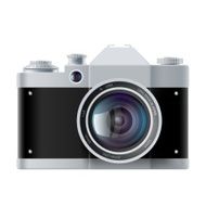 analog film camera isolated on white background