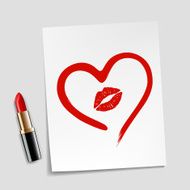 heart drawn in lipstick and lip imprint N2