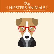 Hipster character elements for nerd puppy dog with customizable face