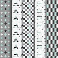 Set of abstract geometrical Aztec seamless patterns N2