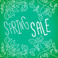 Spring sale poster with leaves and typography