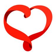 Red ribbon-shaped heart symbol of love and harmony