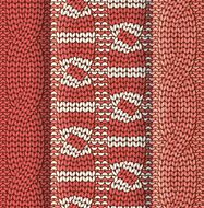 Double cabled knitted pattern red and white