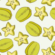 Green carambola seamless pattern