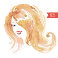 Watercolor smiling girl
