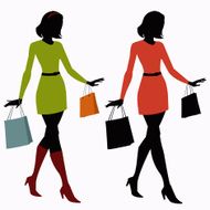 silhouettes of girls with shopping bags
