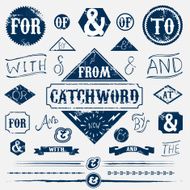 Design elements set and vintage catchword N2