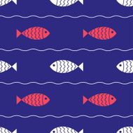 Seamless nautical pattern with fish N6
