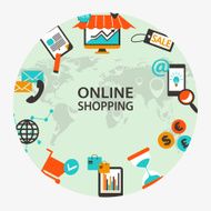Online shopping emblem