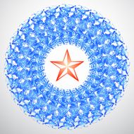 abstract red star with blue garland pattern for design