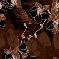 Oriental background with flowers and feathers