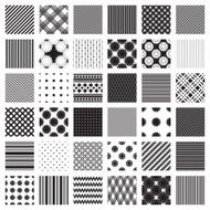 Monochrome set of geometric patterns Only black and white colors